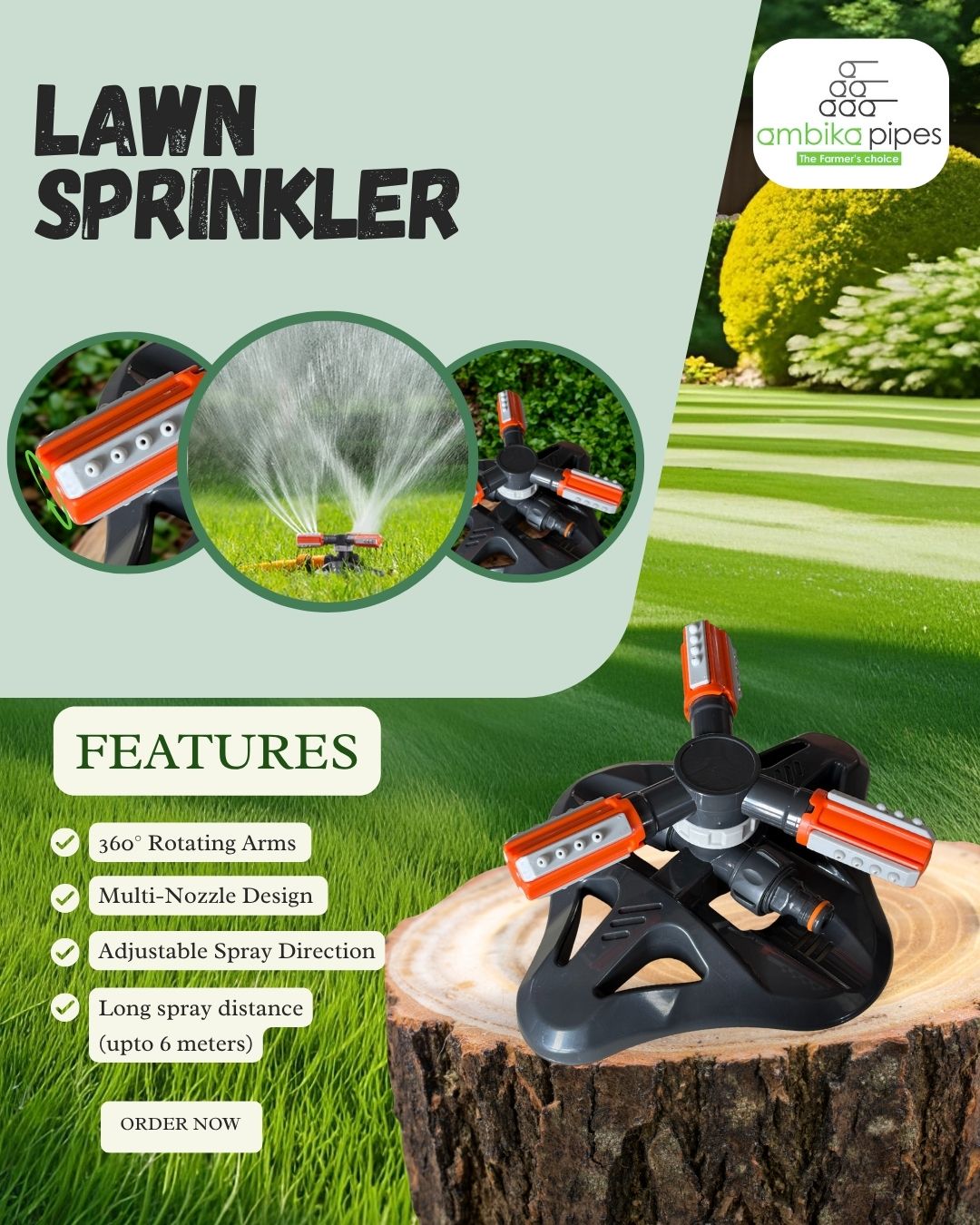360° Rotating Lawn Sprinkler